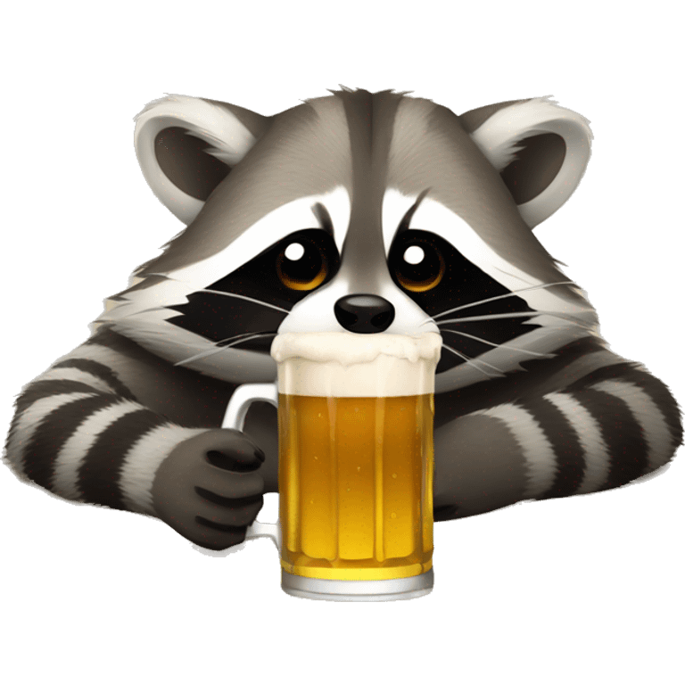 drunk raccoon lying on his back drinking beer emoji