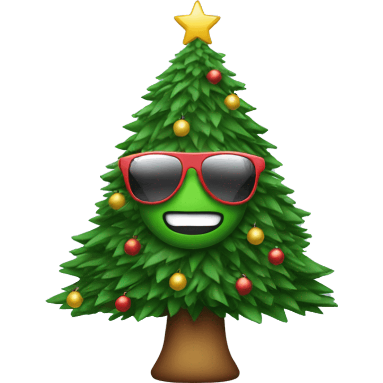 Christmas tree with sunglasses  emoji