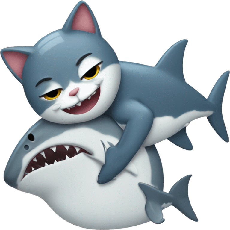 A cat hugging a shark  emoji