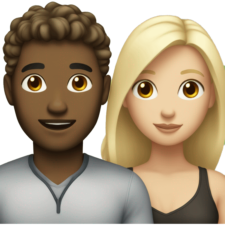 Fair skinned woman with dark brown hair and her fair skinned blonde boyfriend  emoji