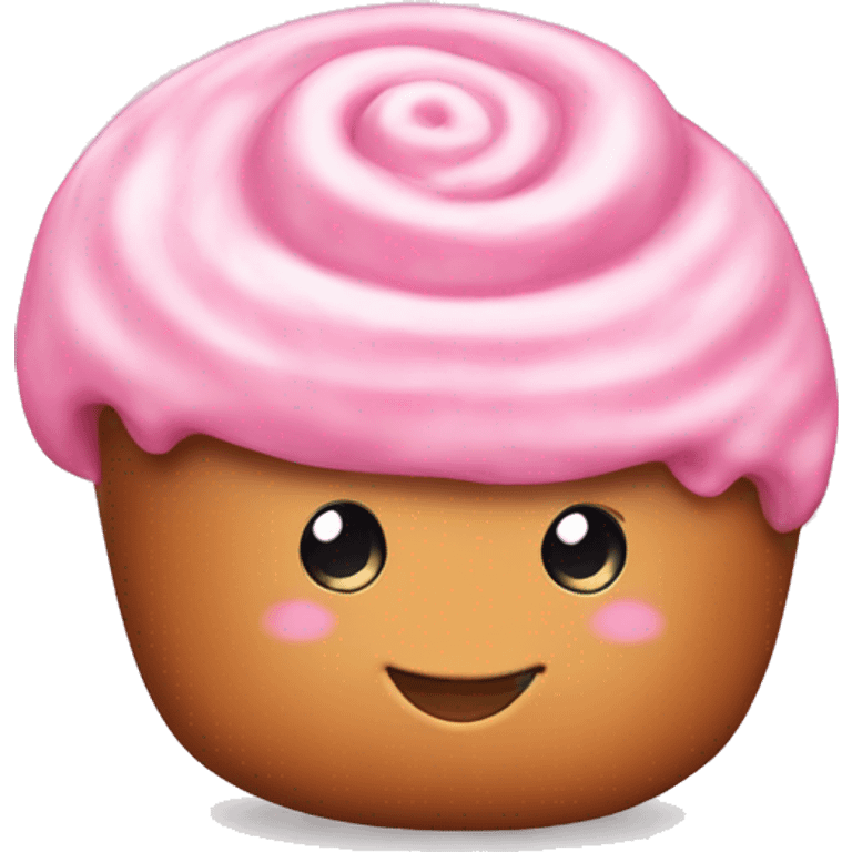 Pink cinnamon bun with frosting emoji