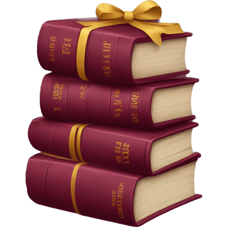 burgundy books stacked up and tied together by a burgundy bow emoji