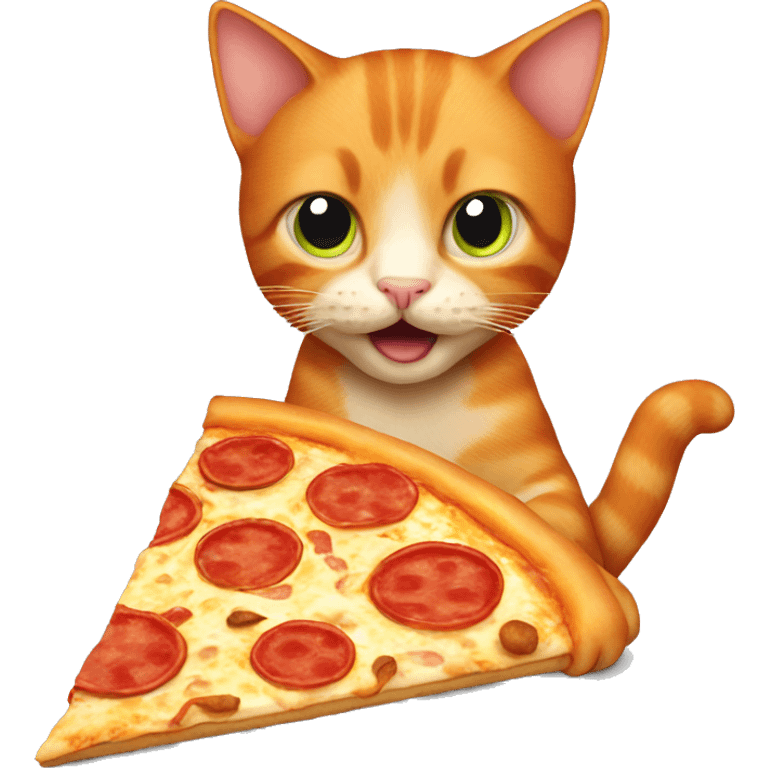 Ginger cat eating pizza emoji