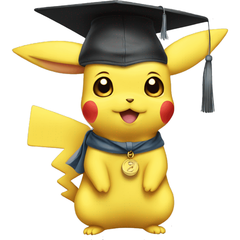 baby pikachu wearing graduation cap emoji