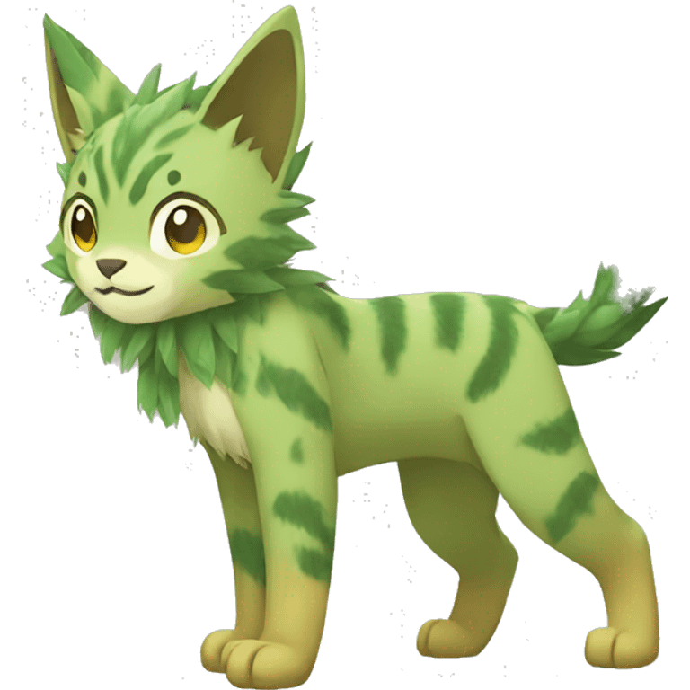 Grass-type Lynx-Fakemon full body emoji