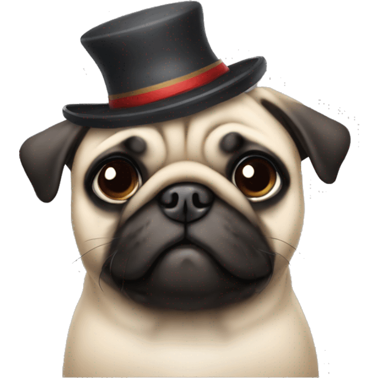 A little pug with a little hat emoji