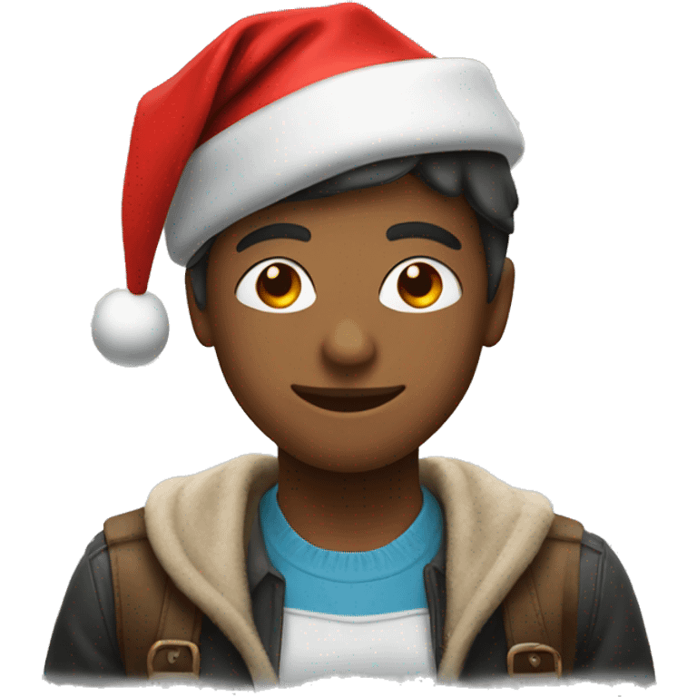 student with merry cristmas hat emoji