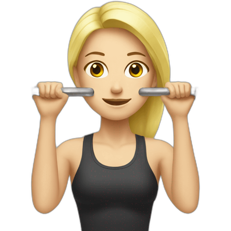 blonde Girl who is doing weight lifting emoji