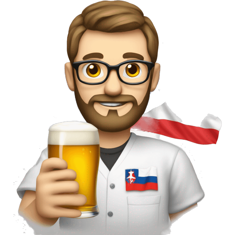 Czech nerd Programmer with beer, computer and czech flag emoji