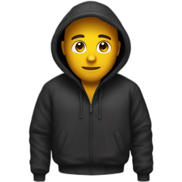 Homme vêtu de vêtements noir avec une cagoule emoji