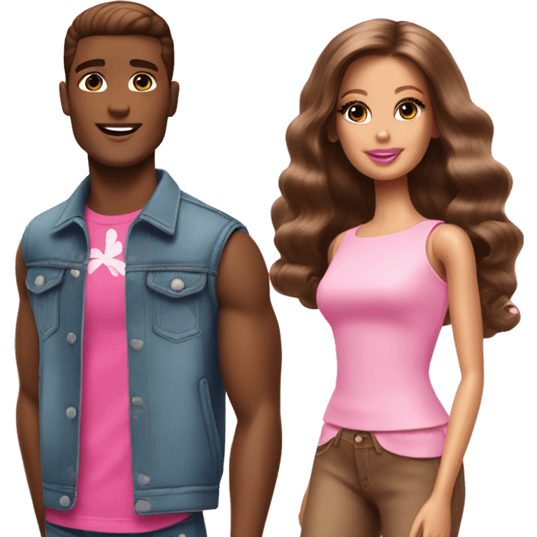 Pink Brown Barbie and pink brown Ken  emoji