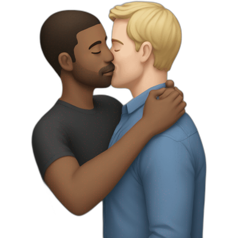 white man kissing man emoji