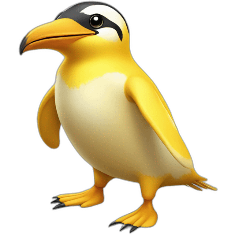 yellow penguin with a large beak that knows how to fly, that is happy and has many feathers emoji