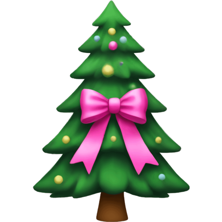 Christmas tree with pink bow on top emoji