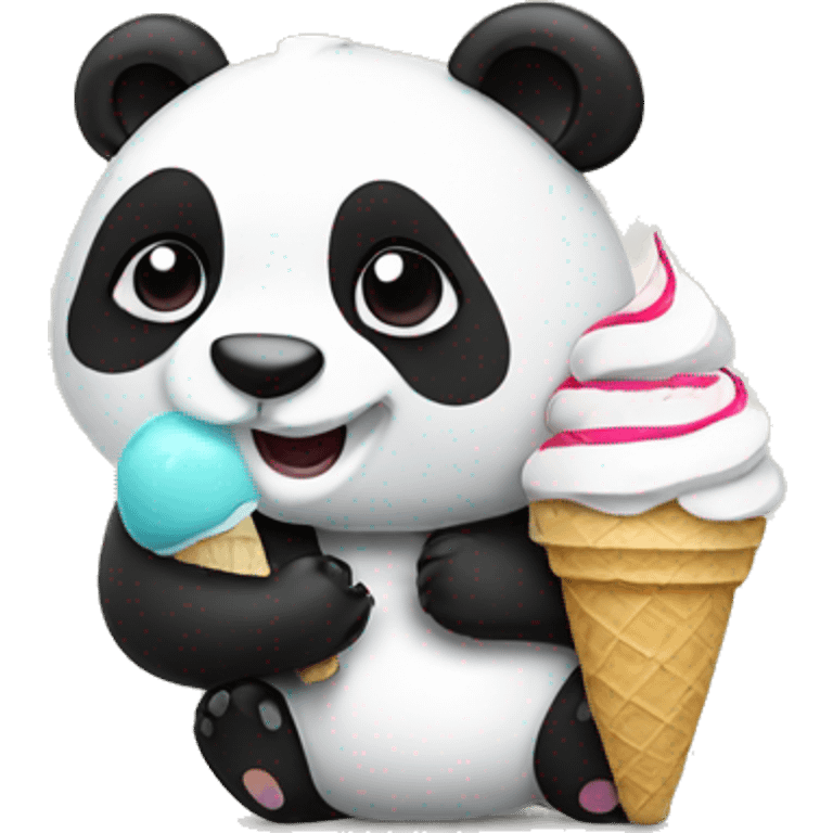 Panda eating ice cream emoji