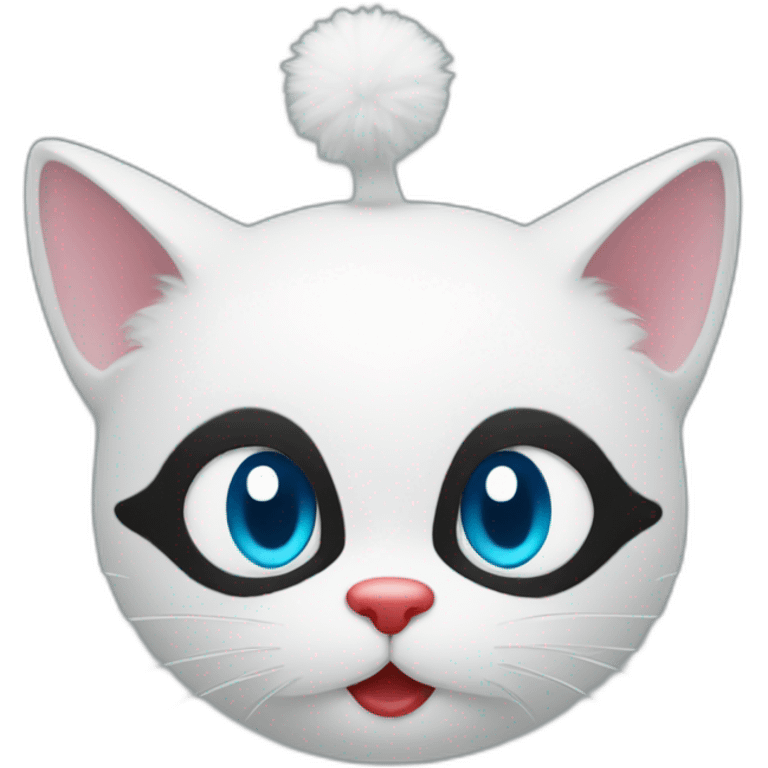 white black kitty with clown face emoji