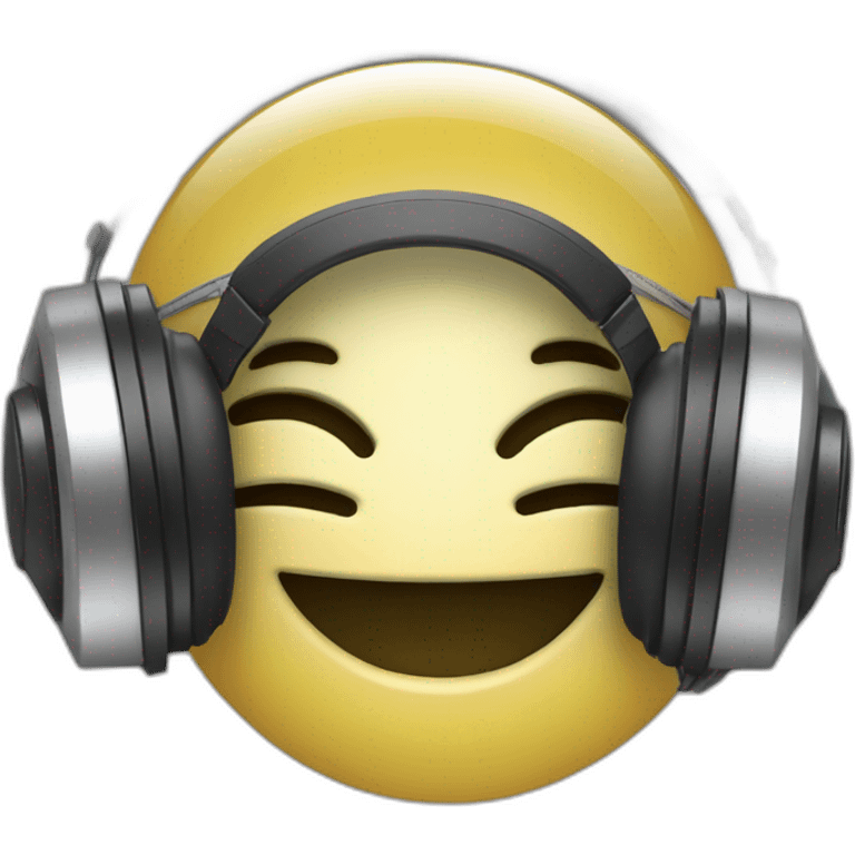 Un smiley qui soupire avec un casque de musique  emoji