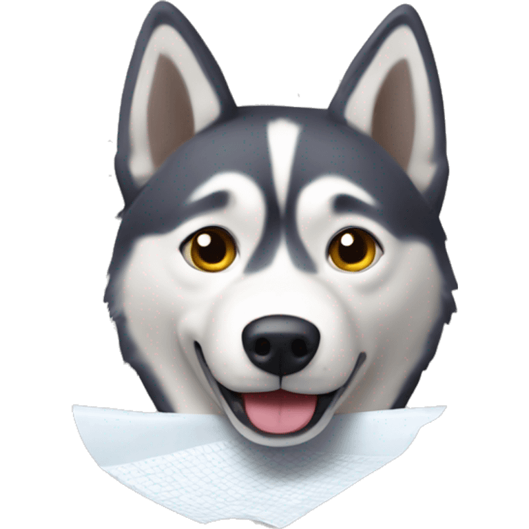 Husky qui mange du papier toilette emoji