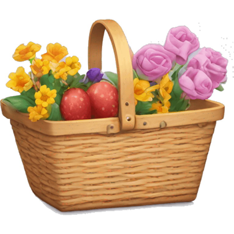 picnic basket with flowers inside emoji