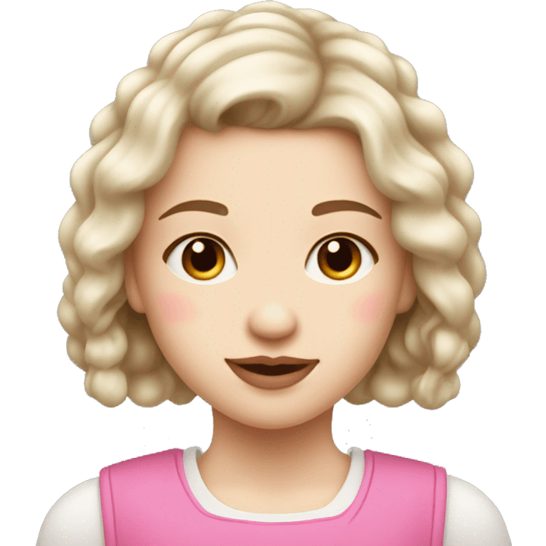 slavic girl with little smile, white skin and pink light lips emoji