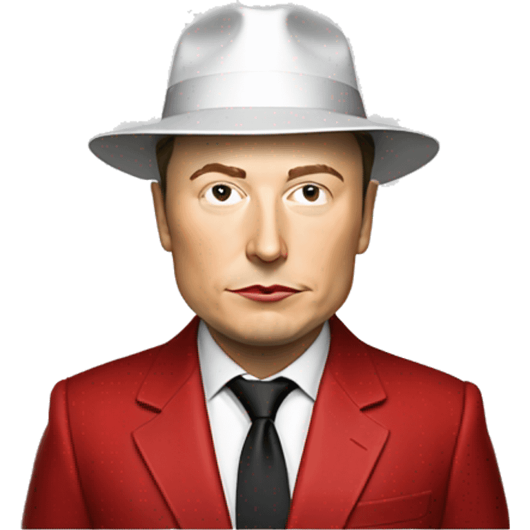 Elon musk facing forward with a red Make America Great Again hat on his head emoji