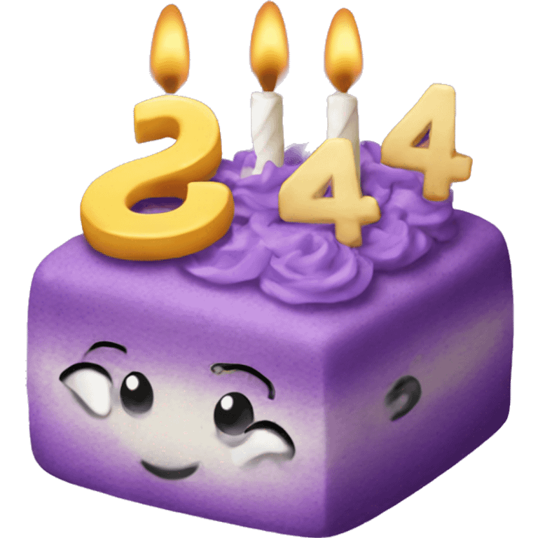 Purple Colored bento birthday with frosting written on the cake the number 24 emoji