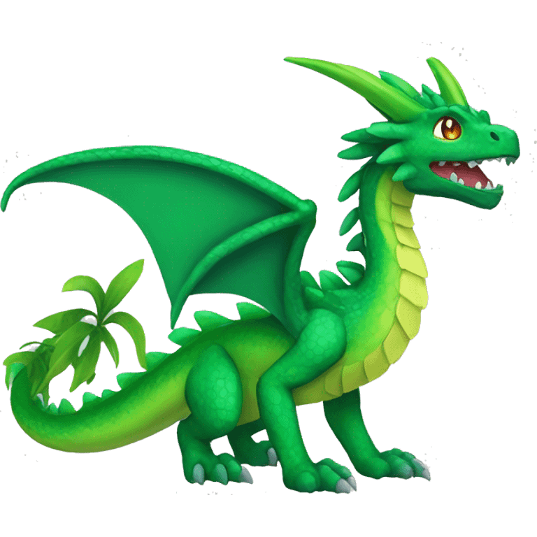 Colorful Legendary Green Jungle Grass Dragon Fakemon emoji