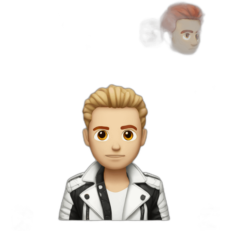 Punk male with white leather jacket with red hair emoji