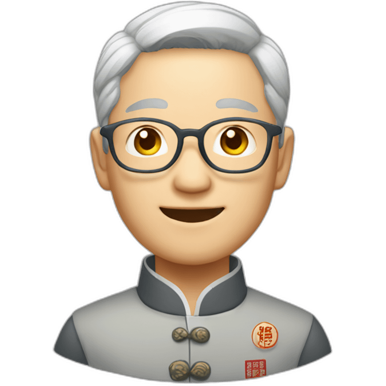 Grey hair Chinese wear glass is very happy emoji