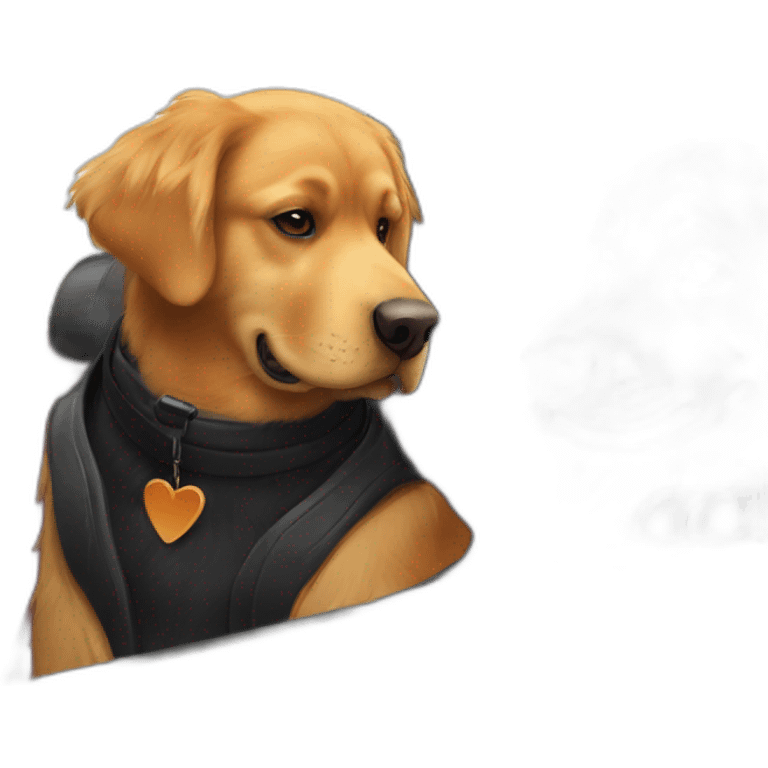 Golden retriever and rottweiller in black cabriolet emoji