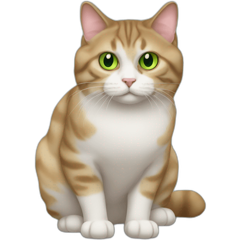 Green eyed fat American bobtail cat  emoji