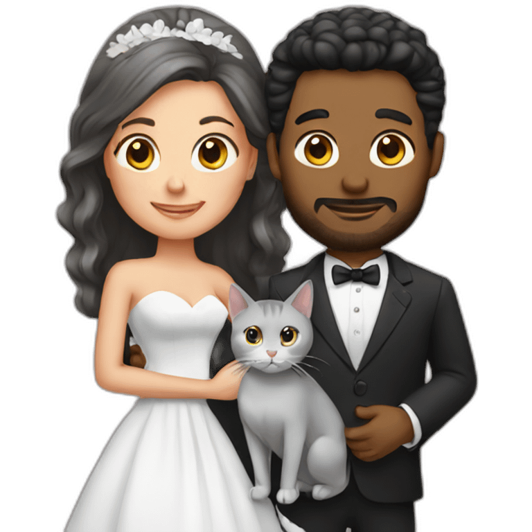 marriage and holding gray cat emoji