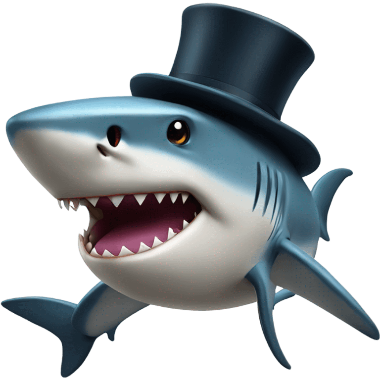 Shark with a top hat emoji