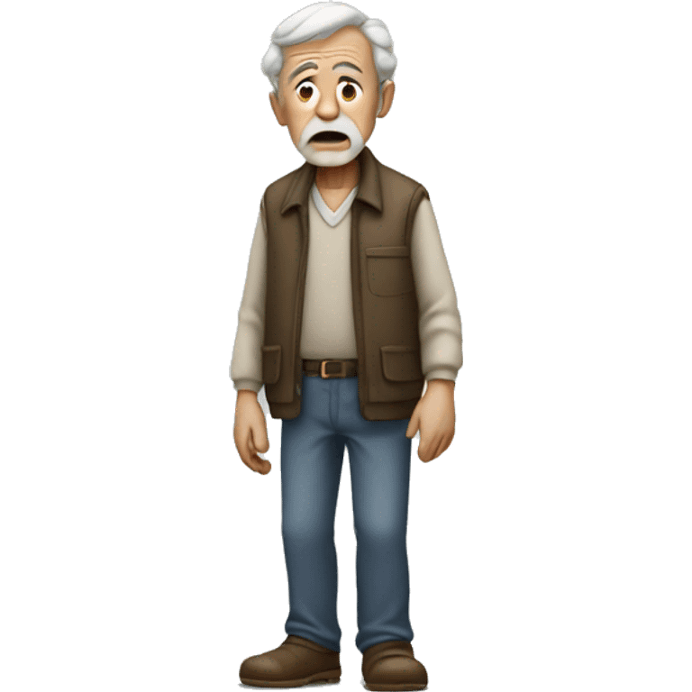 old man sad standing full body emoji