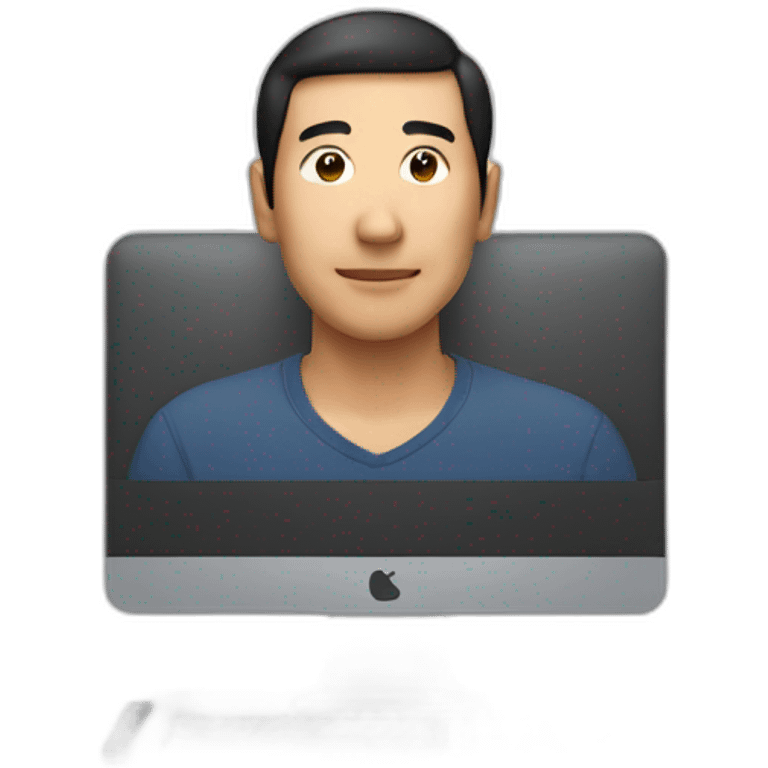 asian man behind a computer emoji