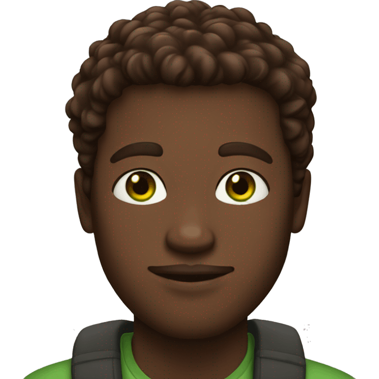 Red haired, green eyed, dark brown skinned man emoji