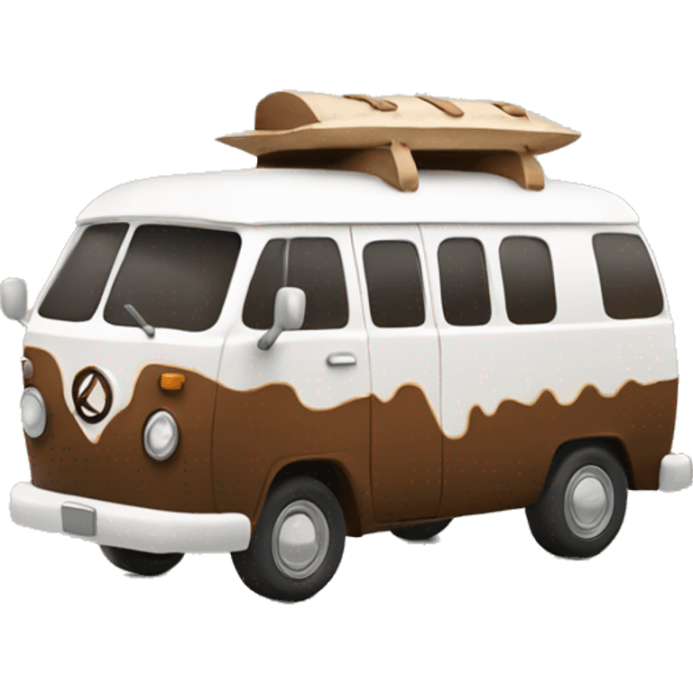 traveling 3d brown and white hippie van emoji