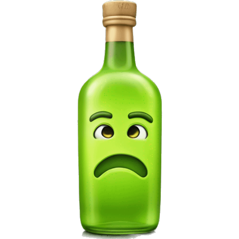 Realistic lime green rum bottle isolated. emoji