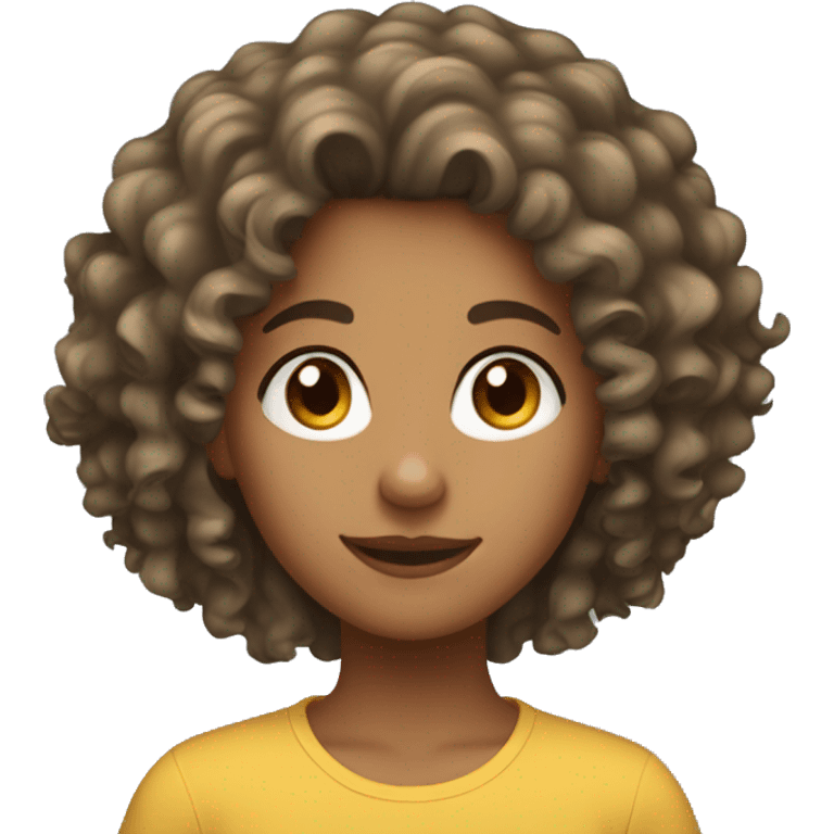 A girl with curly hair she is 15 years old emoji