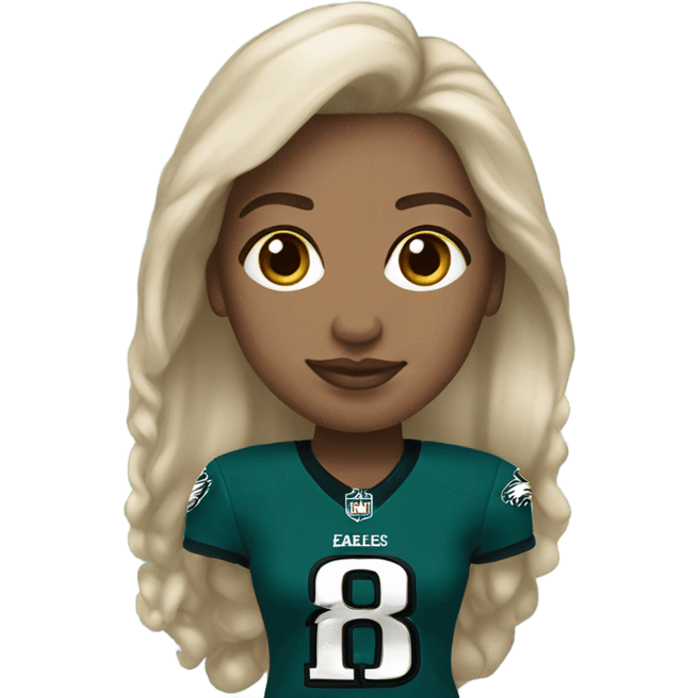  Light skin female wearing Philadelphia Eagles jersey emoji