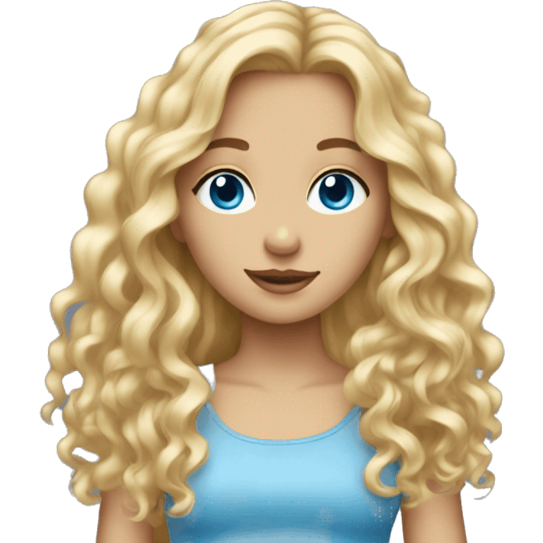 beautiful girl with long curly blonde hair and blue eyes emoji