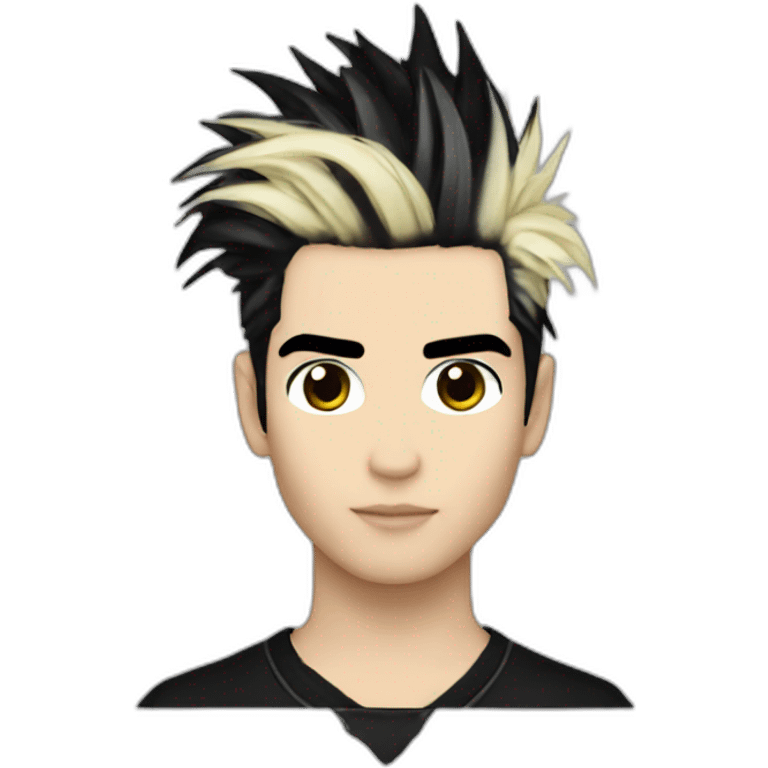 Bill Kaulitz black hair down with blonde highlights emo emoji