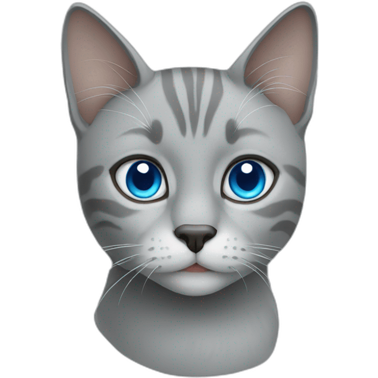 Gray cat with blue eyes emoji