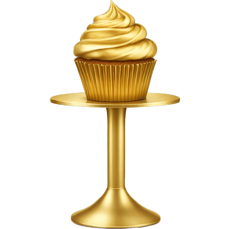 Realistic metallic gold cupcake stand isolated  emoji