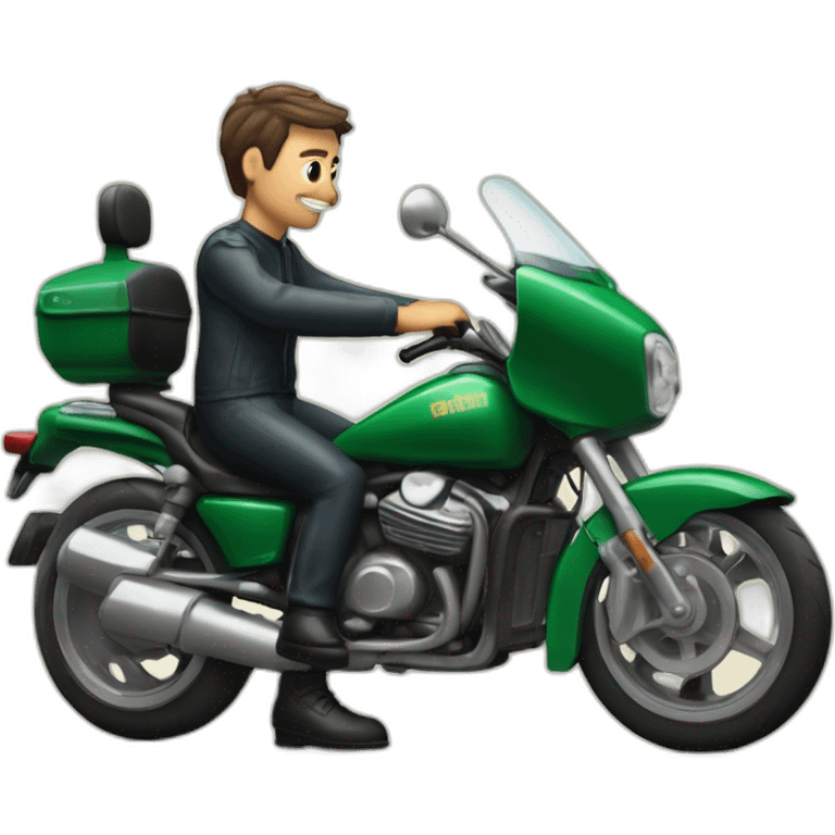 Homme fait un doigt d'honneur sur une moto emoji