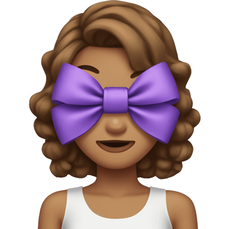 Purple bow on brown haired girl  emoji