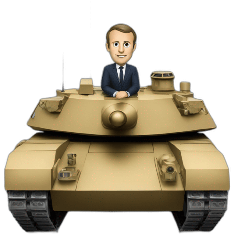 Emmanuel Macron in a tank emoji