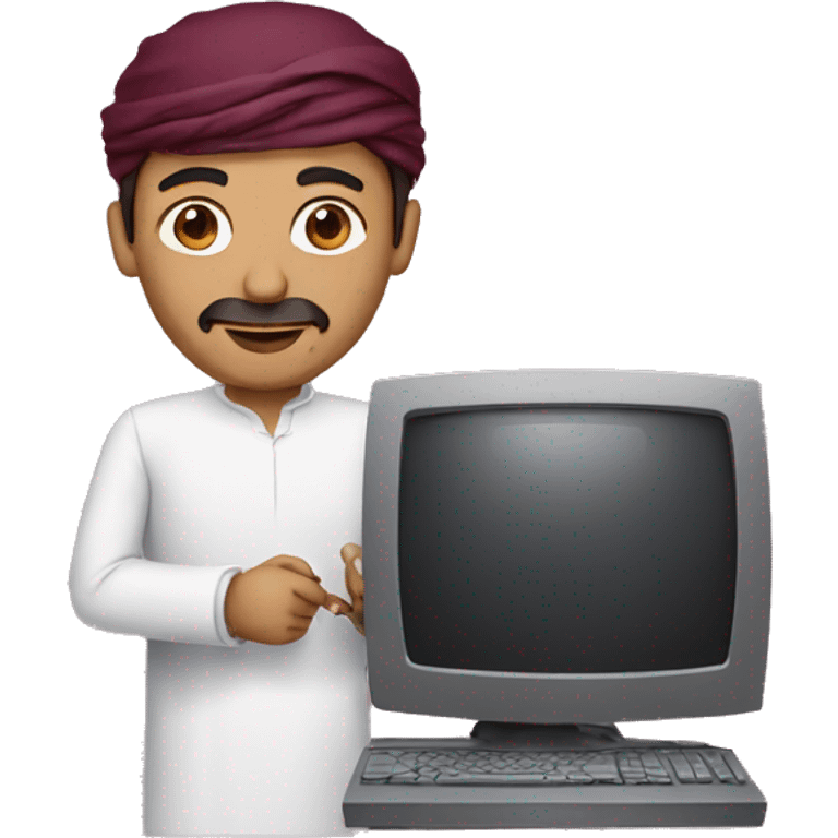 qatari man with computer emoji