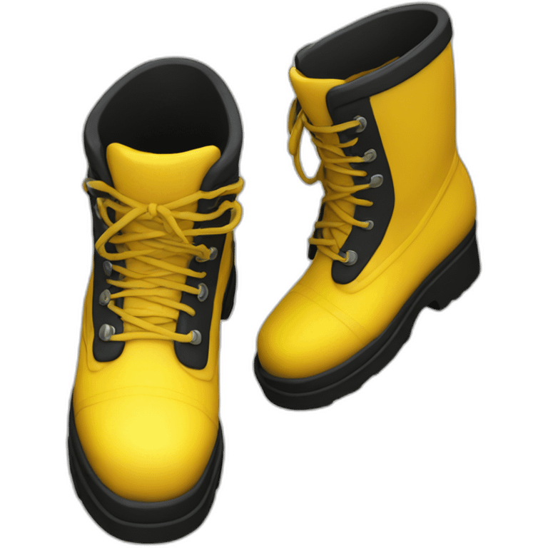 A pair of firefighter yellow en black rubber boots emoji