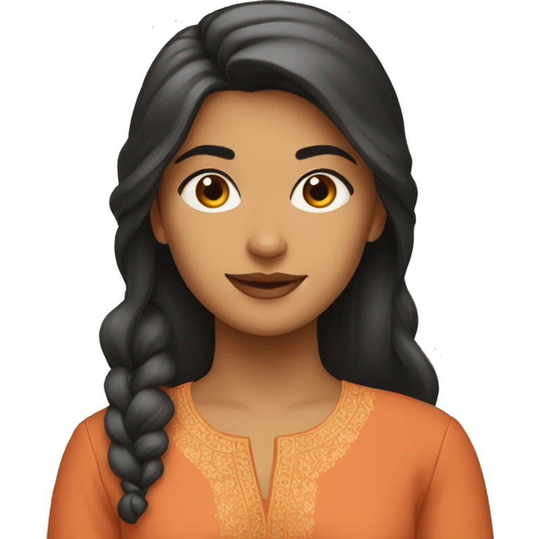 A girl wearing a kurti having big emoji